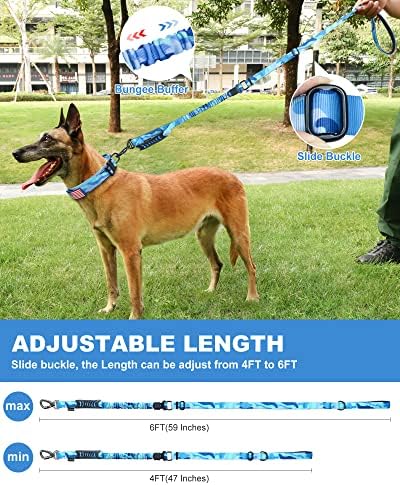 Hotsky Tactical Bungee Shock Absorbing No Pull Dog Leash,Blue Camo,4-6FT - Image 6