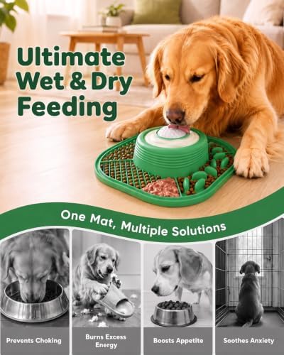 Dog Lick Bowl and Lick Mat with Rolling Ball & Slow Feeder, Spatula, Brush - Image 5