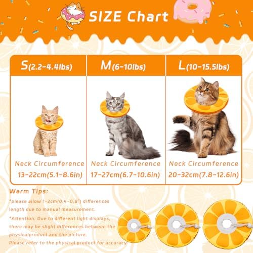 Seyezo Cat Cone Collar Soft, Adjustable Cat Recovery Cone, Orange, Large - Image 2
