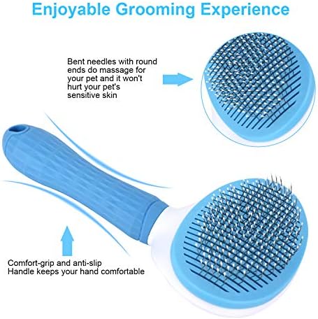 Depets Self Cleaning Slicker Brush, Dog Cat Bunny Pet Grooming Shedding Brush - Easy to Remove Loose Undercoat, Pet Massaging Tool Suitable for Pets with Long or Short Hair - Image 2