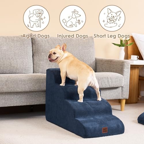 EHEYCIGA Curved Dog Stairs Ramp, 4-Step High Beds, 19.7" H Pet Step - Image 4