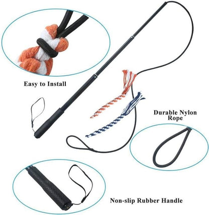 ASOCEA Dog Extendable Teaser Wand Pet Flirt Stick Pole Puppy Chasing Tail Interactive Toy for Small Medium Large Dogs Training Playing Exercise