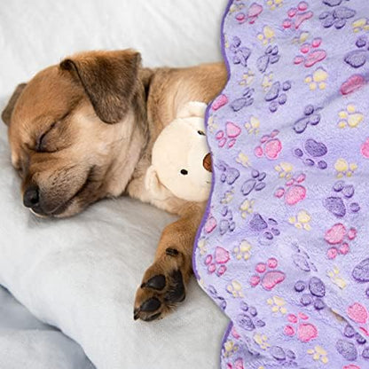 Dono 1 Pack 3 Dog Blankets, Soft Fluffy Fleece Pet Blanket Warm Sleep Mat Paw Print Design Puppy Kitten Throw Blankets Doggy Blanket for Dogs - Image 6
