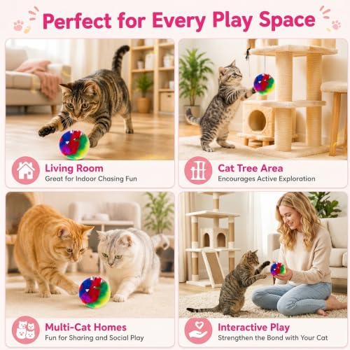 Deekin 20 Pcs Cat Crinkle Toys 3.15 Inch Large Pom Pom Balls for Cats - Image 5