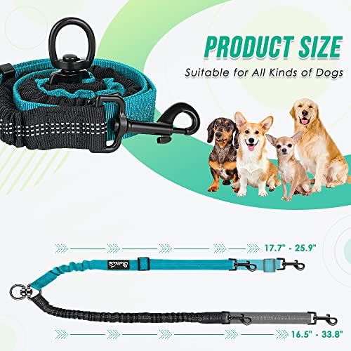 AUTOWT Two Dog Lead, 2 in 1 Upgraded Double Dog Leash Attachment Combine Adjustable Strap and Shock Absorbing Bungee No Tangle Dual Training Splitter for Different Size Dogs - Image 7