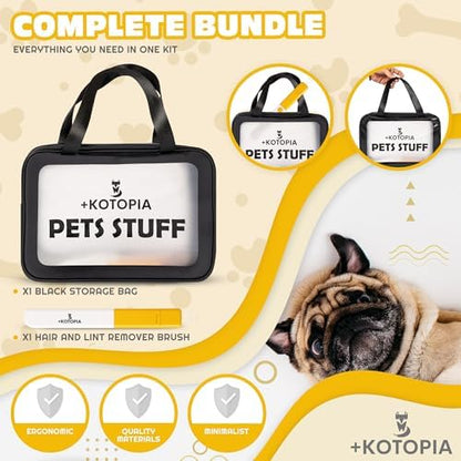 Dog Grooming Tote Bag – Travel Supply Organizer for Dogs – Pet Accessories Storage with Hair Remover Brush – Compact Grooming Bag for Home & Trips – Black/Yellow - Image 4
