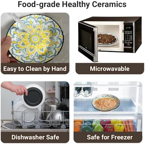 Ceramic Cat Bowls, Non-Slip Cat Plates, 3 Pack Anti Whisker Fatigue Cat Food Bowls, Colorful Pet Dishes - Microwave and Dishwasher Safe, 8.5 oz - Image 6