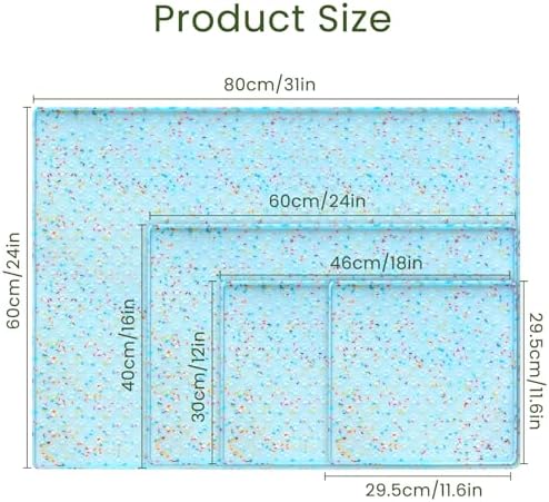 2 Pack Dog Food Mat Anti-Slip Dog Bowl Mats for Food and Water, Waterproof Pet Placemat Prevents Messy Spill to Floor, Silicone Puppy Feeding Tray for Small, Medium and Large Dogs Cats, Blue Dount - Image 2