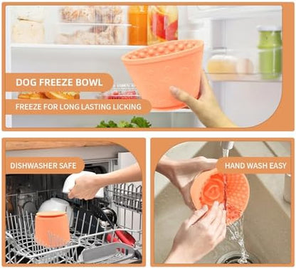 Dog Lick Bowl,Anxiety Relief Non-Slip Silicone Treat Bowl,Durable Anti-Choking Long-Lasting Enrichment Slow Feeder Licking Mat for Small Medium Large Breed,Freezable BPA Free Silicone Dishwasher Safe - Image 2