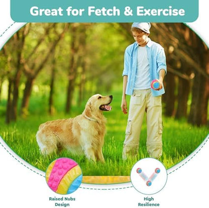 SPOT Sensory Ball Dog Toy for Soft Chewers – 3.25-Inch Durable TPR Rubber Ball with Squeaker and Bell, Textured for Gentle Chewing, High-Contrast Colors for Indoor & Outdoor Fetch Play - Image 4