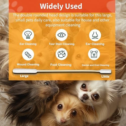 200 PCS 6 Inch Long Cotton Swabs in Box - Professional Large Cotton Swabs with Bamboo Handle - Double Sided Dog Ear Swabs - Specially Designed Big Cotton Swabs for Dog Ear, Cleaning Solution - Image 6