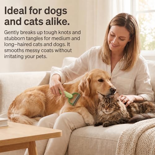 Double Sided Dematting Comb for Dogs and Cats, Undercoat Rake Deshedding Grooming Tool, Pet Grooming Comb for Long Hair Dogs Cats - Image 2