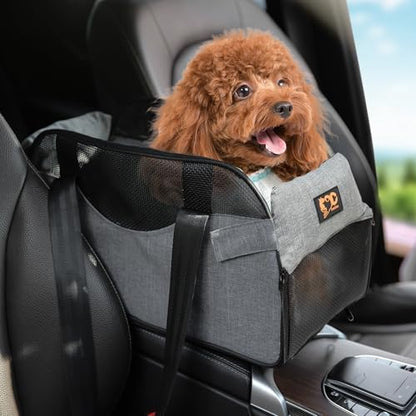 Center Console Dog Car Seat for Small Dogs with Mesh, Dog Booster Seat with Upgraded Safety Tethers, Detachable Washable Pet Car Seat Travel Bed Under 25lbs(Mesh) by GeerDuo