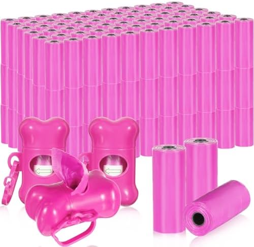 Teling 3000 Count Dog Poop Bags with 3 Dispensers, Hot Pink by Teling