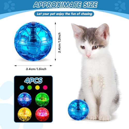 Frienda 4 Pcs Light up Cat Ball LED Motion Ghost Hunting Cat Ball, Colorful - Image 2
