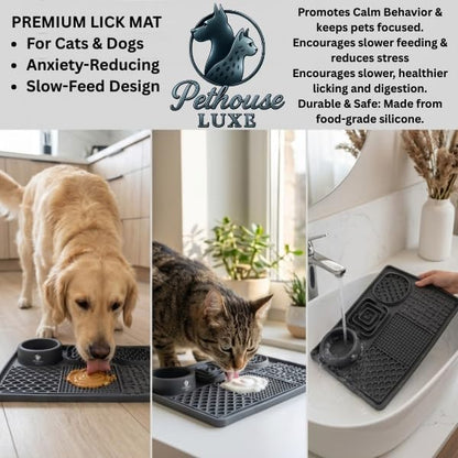 Silicone Dog & Cat Lick Mat with Strong Suction Cups – Anxiety Relief, Slow Feeder, Enrichment Toy for Bath & Grooming (Pink)