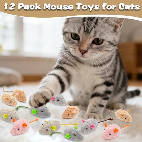 12 Pack Mouse Toys for Cats,Catnip Toy Mouse, Plush Mice Toys for Cats, Cat Nip Mice for Indoor Cat, Kitten Plushie Engaged Entertained Interactive Exercise Kicker Chew Fetch Toy (Value Bulk) - Image 2