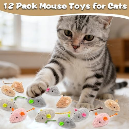 12 Pack Mouse Toys for Cats,Catnip Toy Mouse, Plush Mice Toys for Cats, Cat Nip Mice for Indoor Cat, Kitten Plushie Engaged Entertained Interactive Exercise Kicker Chew Fetch Toy (Value Bulk) - Image 2