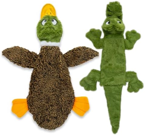 Best Pet Supplies 2-in-1 Stuffless Squeaky Dog Toy - Duck&Alligator, L by BestPetSuppliesLLC