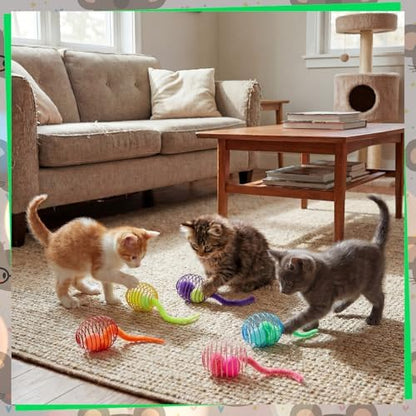 Jecery 5 Pcs Cat Toys Spring,Caterpillar Bouncy Ball,Multicolor - Image 6