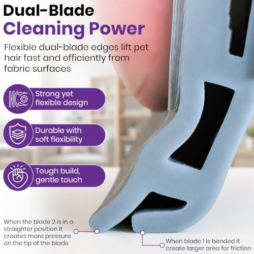 FurViking Pet Hair Remover 3.7” – Dog & Cat Hair Remover for Car, Couch, Carpet, Bed & Furniture – Reusable Dual-Blade Fur Scraper for Fabrics, Upholstery & Auto Interior - Image 3