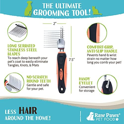 Raw Paws Dematting Comb - 1 ct, Long Blades & Safety Edges, For Cats and Dogs - Removes Mats, Tangles & Knots - Image 3