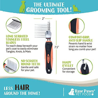 Raw Paws Dematting Comb - 1 ct, Long Blades & Safety Edges, For Cats and Dogs - Removes Mats, Tangles & Knots - Image 3
