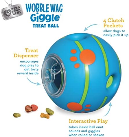 Wobble Wag Giggle Treat Ball- Interactive Dog Toy & Treat Dispenser, Fun Giggle Sounds When Rolled or Shaken, Great for Dogs Pets Know Best - Image 2