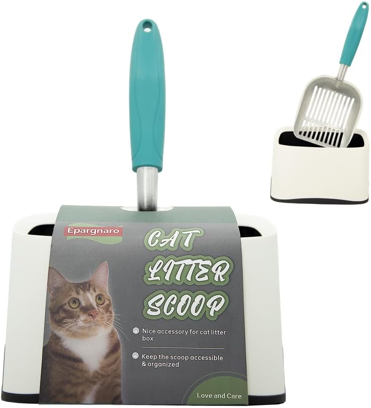 Heavy Duty Cat Litter Scoop with Holder - All Metal Cat Litter Scooper with Holder - Speed Sifter Litter Box Scooper Captures All Clumps - Aluminum Cats Litter Scooper by Unknown