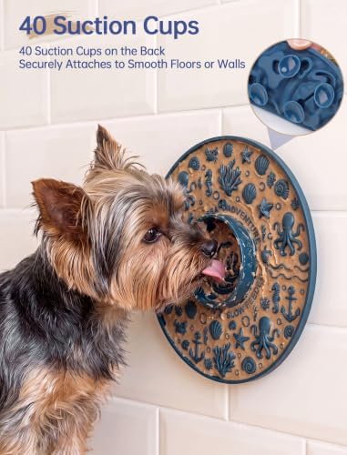 ZooZoo 2-in-1 Dog Lick Mat & Slow Feeder Bowl, Silicone Suction Cups, Blue - Image 3