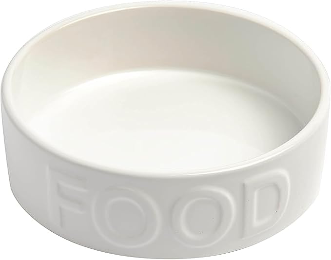 Park Life Ceramic Pet Bowls – Food Water Bowls for Dogs and Cats - Cute Pet Bowl for Small Medium and Large Size Dogs and Cats - Puppy Bowls (Large, White)