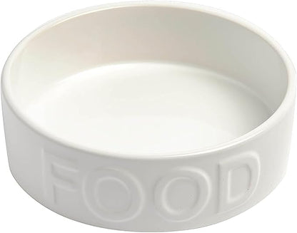 Park Life Ceramic Pet Bowls – Food Water Bowls for Dogs and Cats - Cute Pet Bowl for Small Medium and Large Size Dogs and Cats - Puppy Bowls (Large, White)
