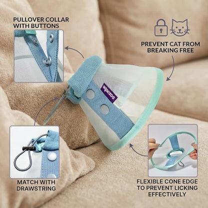 Cat Cone Collar Soft, Mesh Recovery E Collar for 3-6lb Cats, Size S - Image 4