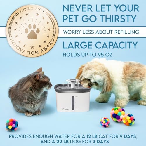 Veken Innovation Award Winner 95oz/2.8L Cat Water Fountain - Image 3