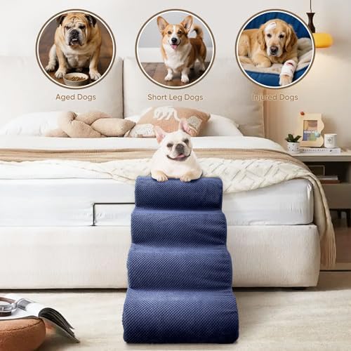 PAWSCRAT 5-Step Pet Stairs for High Beds & Sofas, 22.8''H Dog Stairs, Blue - Image 4