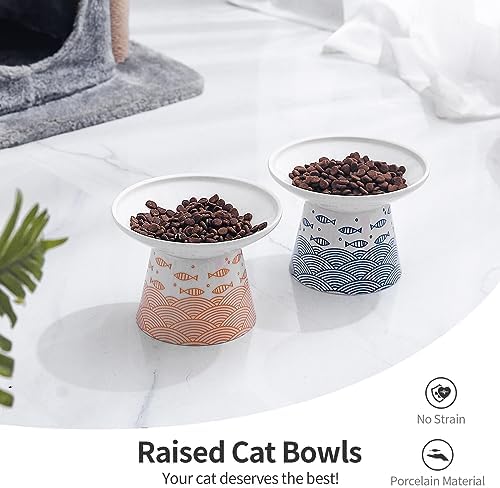 6.25 in Extra Wide Ceramic Raised Cat Bowl 2 Pack - Image 3