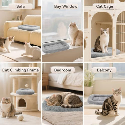 LESYPET Cat Bed for Indoor Cats, Cat Bed Curl Sleep Cushion with Raised Pillow Around, Washable Pet Mat for Cat/Rabbit/Hamsters, 15"×10" - Image 7