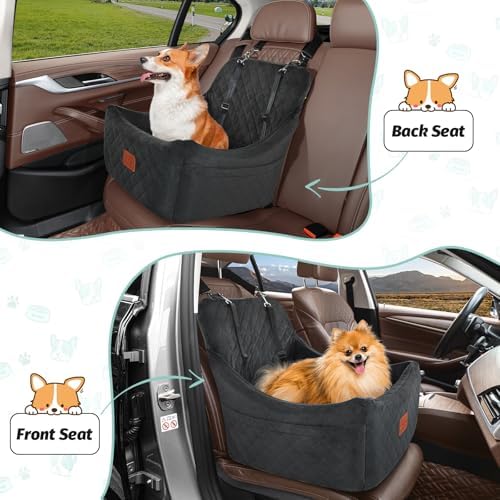 Lealchum Dog car seat for Medium Dogs,Easy to Install with Adjustable Straps,Anti Slip Bottom pet car Bed,Fully Detachable and Washable pet Travel Bed (Black, Medium) - Image 6