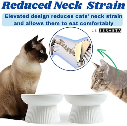 2 Pack Ceramic Slow Feeder Cat Bowl, Raised Puzzle Feeder, Anti Vomiting, Elevated Food Bowl, Whisker Friendly (White) - Image 4