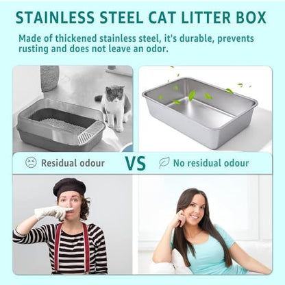 Stainless Steel Litter Box XL,Metal Cat Litter Box for Big Cats - Image 2