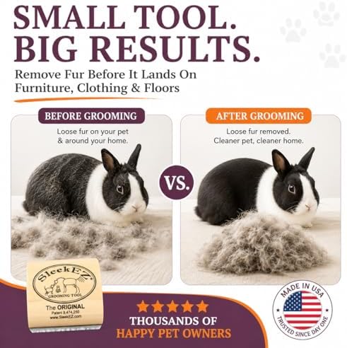 SleekEZ Cat Brush for Shedding - Deshedding Brush for Cats - Patented Grooming Tool for Removing Loose Fur, Undercoat & Hair - Made in USA - Works on Short, Medium & Long Coats - Image 4