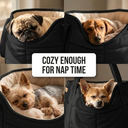 Plush Dog Purse Carrier for Small Dogs, Soft Tote Bag with Safety Harness Clip, Cozy Pet Carrier for Dogs Under 15 lbs, Comfortable Shoulder Carrier for Travel, Black 2.0 - Image 3