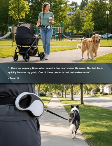 Hands-Free Retractable Dog Leash with Waist Belt, 16FT Extendable Strap - Image 5
