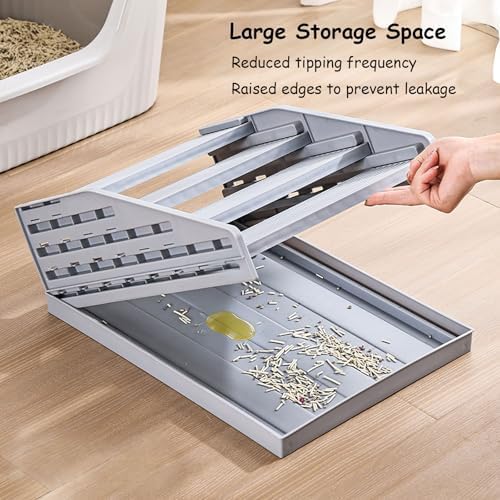 Litter Box Step Cat Ramp Litter Catcher for Cat Litter Boxes Height Adjustable Litter Mat for Small and Senior Cats Washable Water-Proof - Grey - Image 4