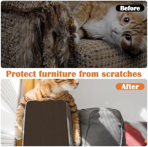 Cat Scratch Furniture Protector - 100" x 17" Trimmable Self-Adhesive Cats Claws Scratch Pads, DIY Cat Climbing Couch Protector for Scratch Post Cat Tree Replacement Indoor (Brown) - Image 4
