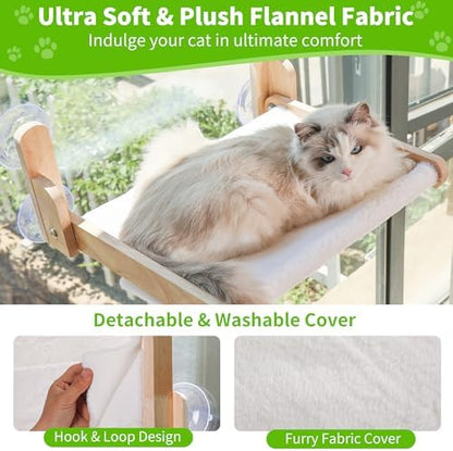 Cat Window Perch, Foldable Cat Hammock with Faux Rabbit Fur Cover - Image 3