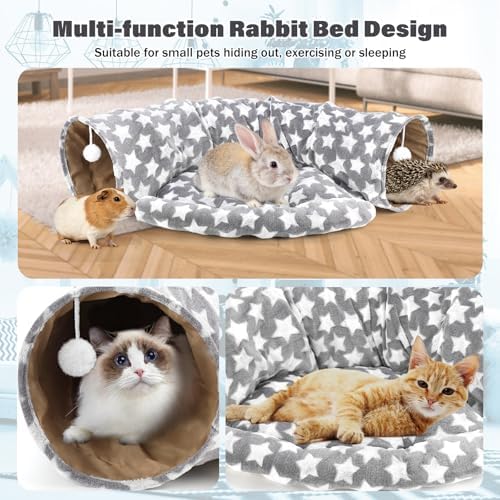 BWOGUE Bunny Tunnel Bed, 2-in-1 Collapsible Rabbit Tunnel Hideout with Mat - Image 4
