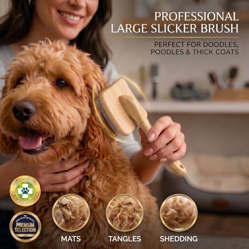 Slicker Brush for Dogs Grooming Kit with Cleaning Rake Tool 4PCS - Image 5