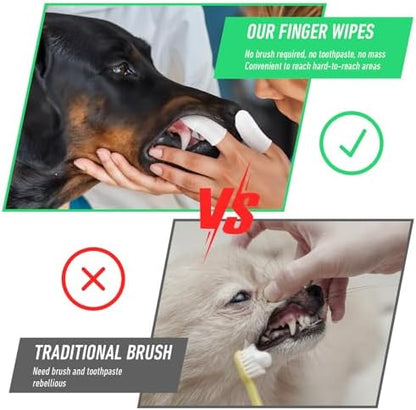 YUIANLB 50 Pcs Pet Dental Care Kit Finger Toothbrush Oral Cleaning Wipes Soft Washable Fabric Freshens Breath Reduces Plaque Tartar Complete Oral Hygiene Set for Puppies Kittens at Home - Image 5