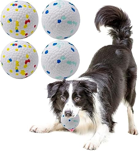 Dog Balls Toys for Aggressive Chewers, Indestructible Durable Bouncy Floating Balls for Dogs to Fetch, Durable Solid Rubber Ball for Training Dog(4 PCS) by LIEVUIKEN